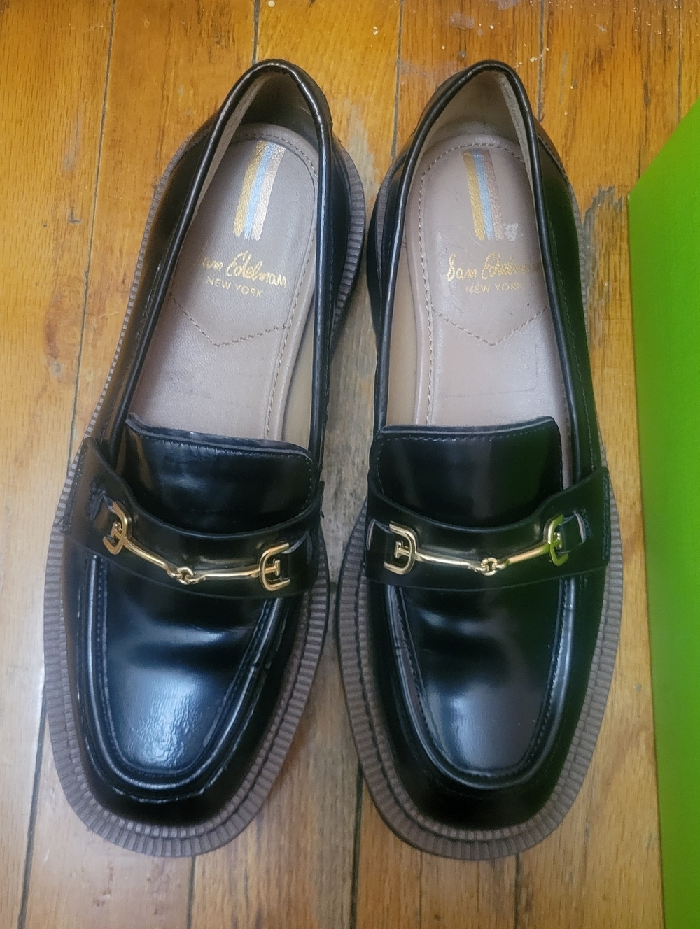 Sam Edelman Laurs Chunky Platform Black Loafers Gold Bit Goth Schoolgirl Preppy